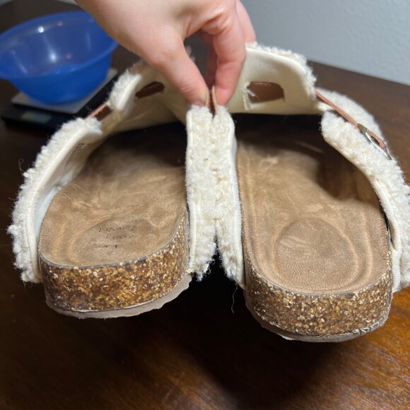 Sherpa Clogs Slippers Slides Close Toe Normcore Neutral Lounge Cozy Boho Size 11 - Picture 10 of 12